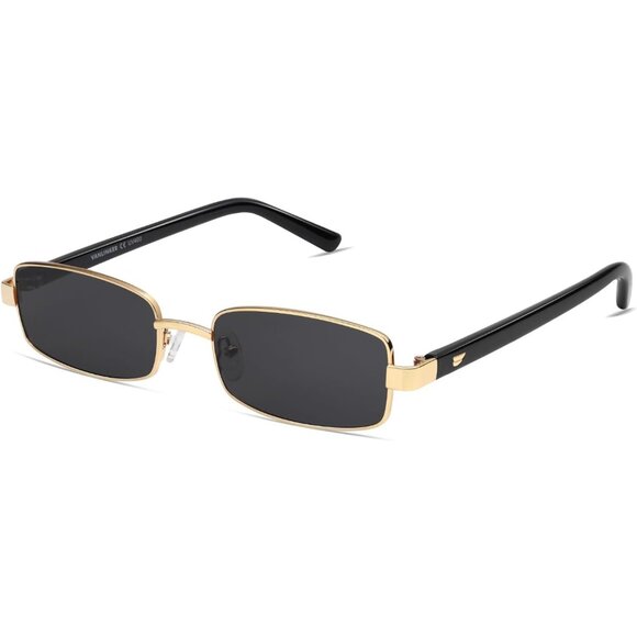 ✨Women Black Retro Rectangle Polarized Small Trendy Slim Narrow Frame Sunglasses main image 4
